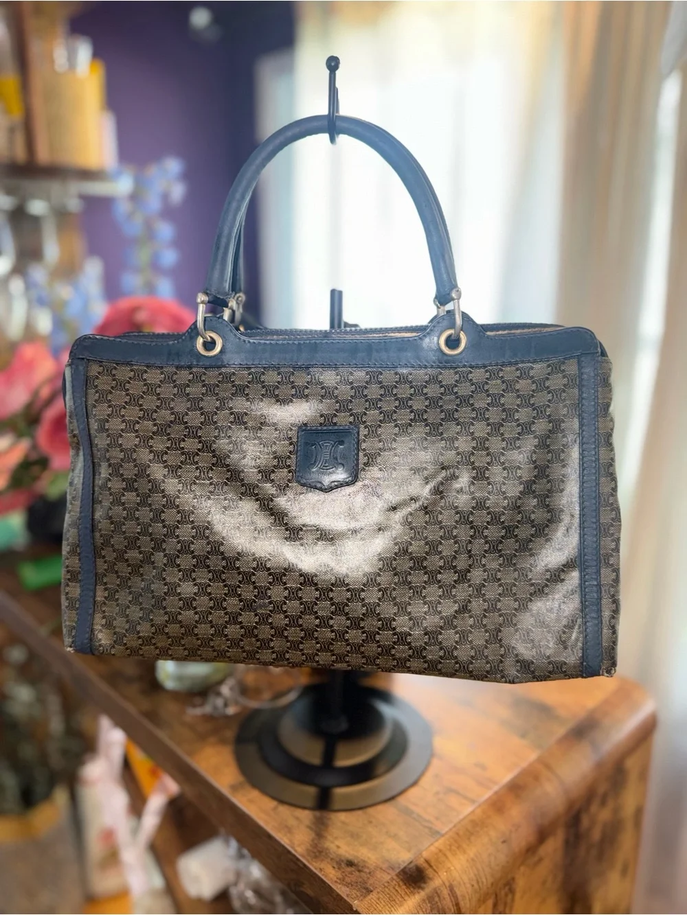 Celine Navy Macadam Handbag / Rare / Vintage EUC!